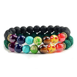 Bracelet Chakra Homme En Perles Noir et Vert