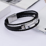 Bracelet Classe avec Croix en Cuir - Mon Bracelet Homme