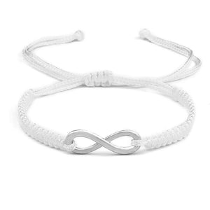 Bracelet Cordon Blanc Réglable avec Symbole Infini Argenté - Mon Bracelet Homme