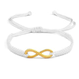 Bracelet Cordon Blanc Réglable avec Symbole Infini Doré - Mon Bracelet Homme