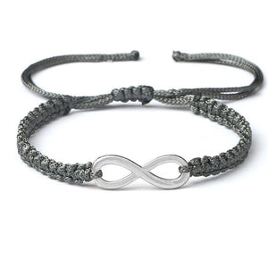 Bracelet Cordon Gris Réglable avec Symbole Infini Argenté - Mon Bracelet Homme