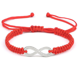 Bracelet Cordon Rouge Réglable avec Symbole Infini Argenté - Mon Bracelet Homme