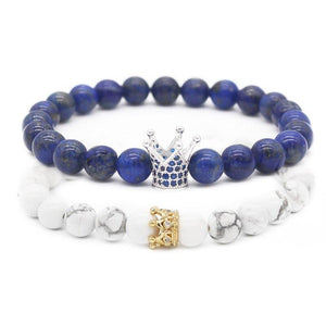 Bracelet Couple Couronne Roi et Reine en Pierre - Mon Bracelet Homme
