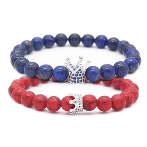 Bracelet Couronne Couple Amoureux en Pierre - Mon Bracelet Homme