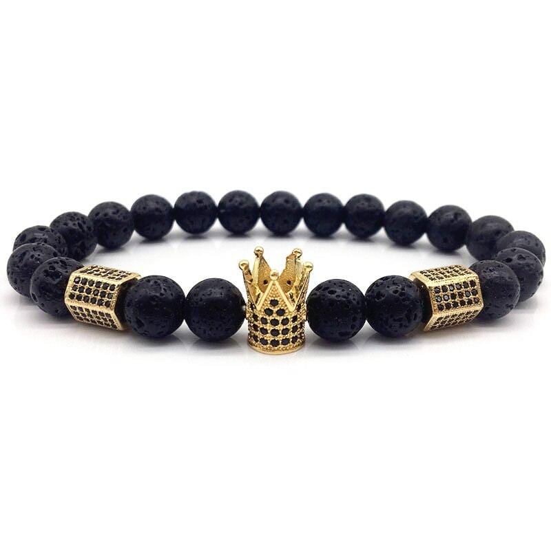 Bracelet Couronne en Pierre volcanique - Mon Bracelet Homme
