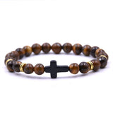 Bracelet Croix en Œil de Tigre
