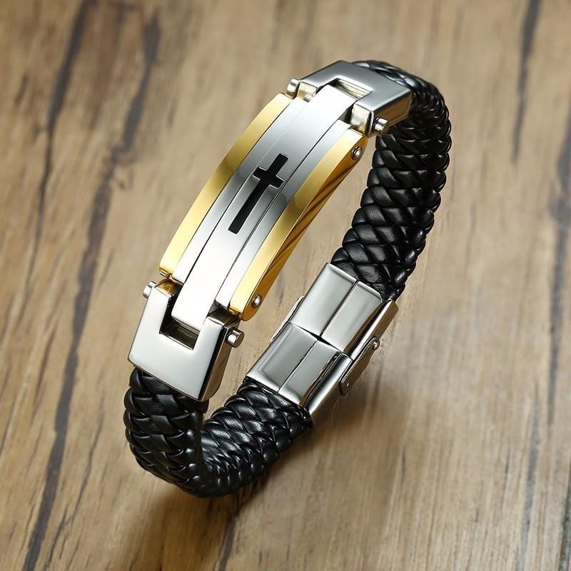 Bracelet Croix Homme Bijouterie en Cuir - Mon Bracelet Homme