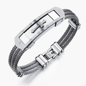 Bracelet Croix Homme en Acier Tressé - Mon Bracelet Homme