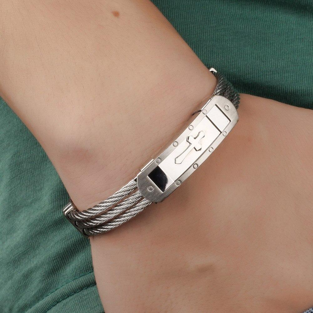 Bracelet Croix Homme en Acier Tressé - Mon Bracelet Homme