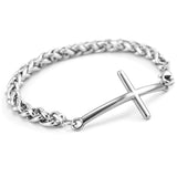 Bracelet Croix Homme Maillons en Acier