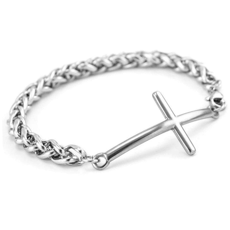 Bracelet Croix Homme Maillons en Acier - Mon Bracelet Homme