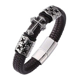 Bracelet Croix Homme Métal et Cuir