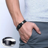 Bracelet Croix Homme Noir Style Templier en Acier - Mon Bracelet Homme