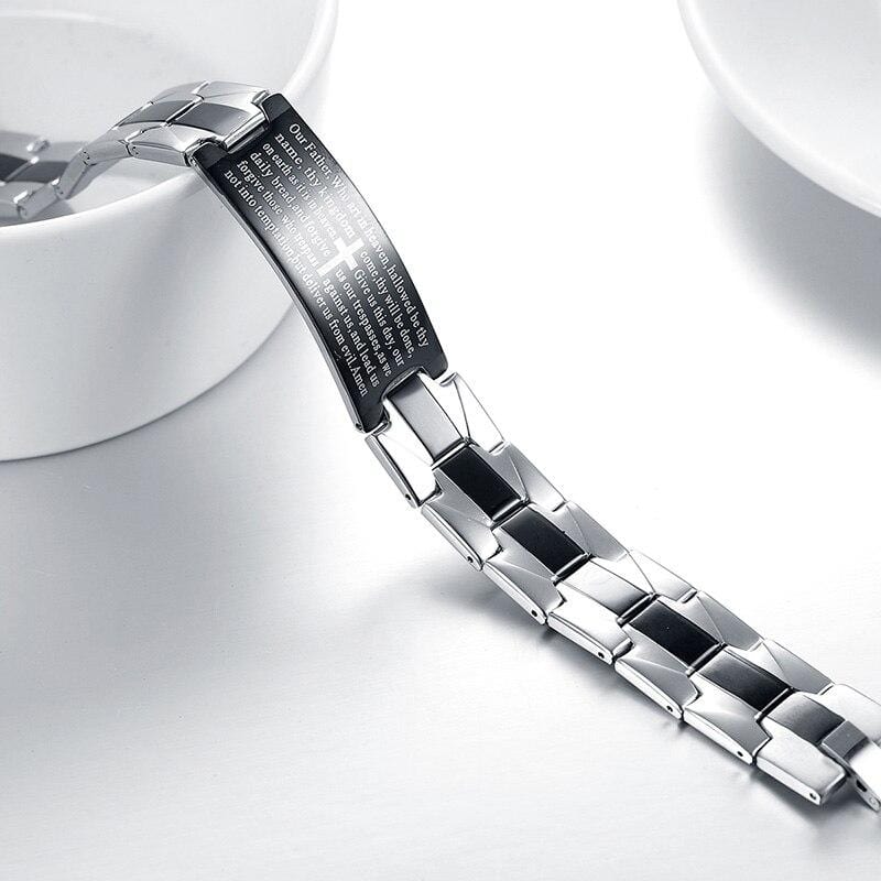 Bracelet Croix Homme Passage de la Bible en Acier - Mon Bracelet Homme