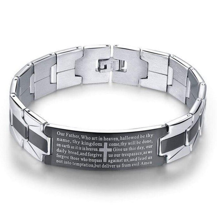 Bracelet Croix Homme Passage de la Bible en Acier - Mon Bracelet Homme