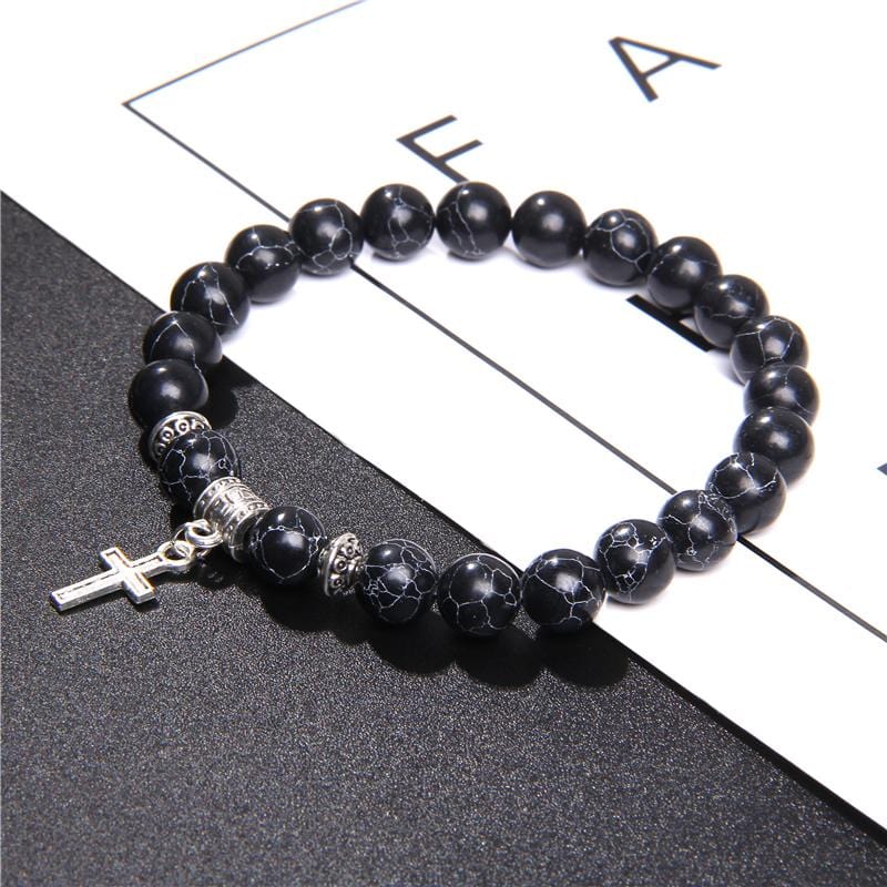 Bracelet Croix Homme Pierre Naturelle - Mon Bracelet Homme