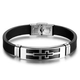 Bracelet Croix Homme Silicone et Acier