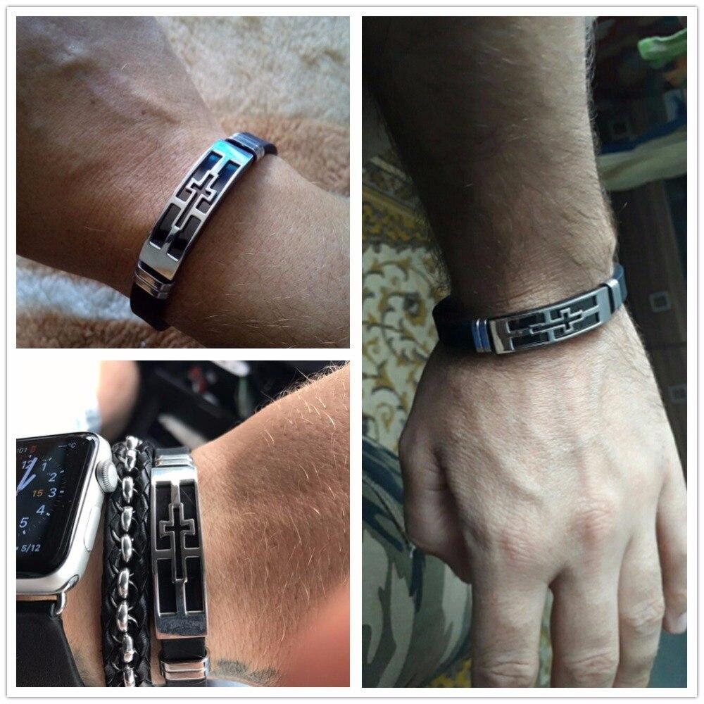 Bracelet Croix Homme Silicone et Acier - Mon Bracelet Homme