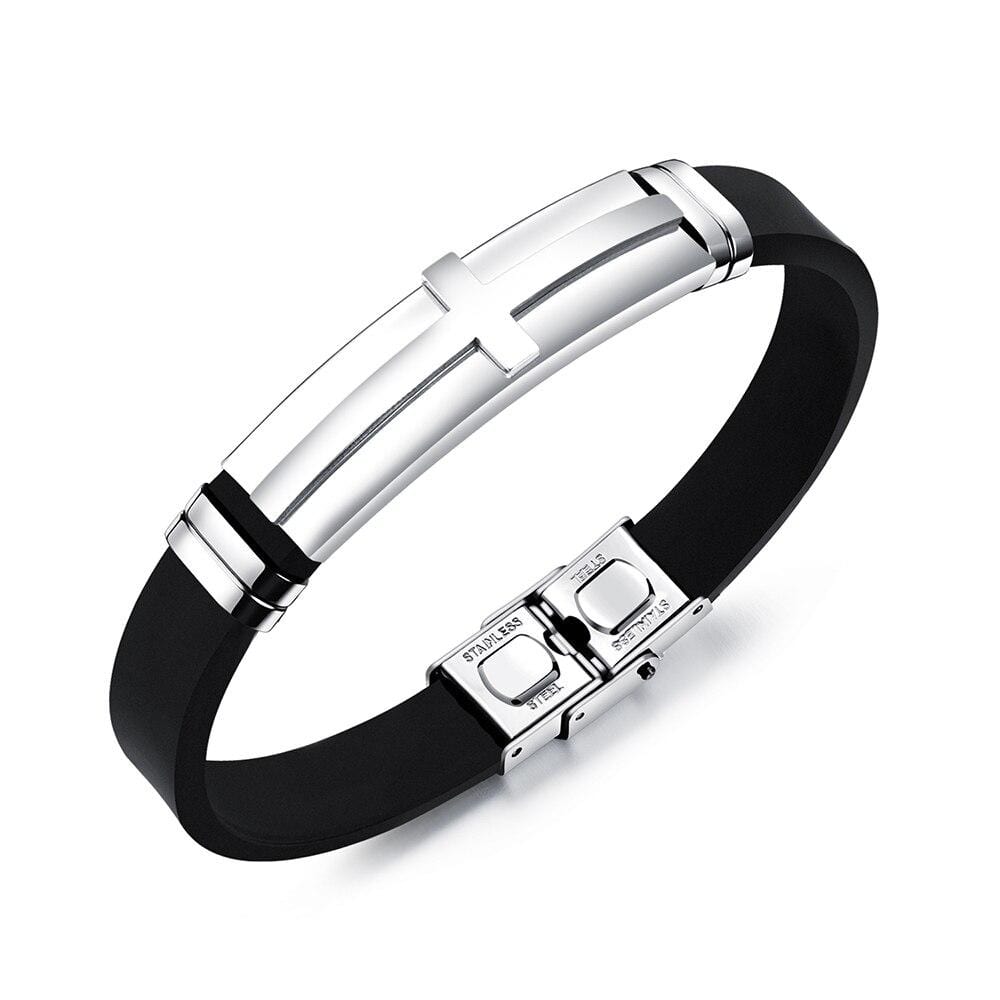Bracelet Croix Homme Silicone Noir - Mon Bracelet Homme