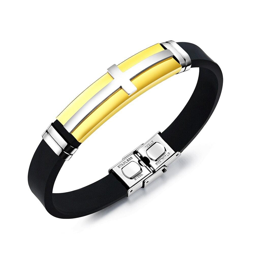 Bracelet Croix Homme Silicone Noir - Mon Bracelet Homme