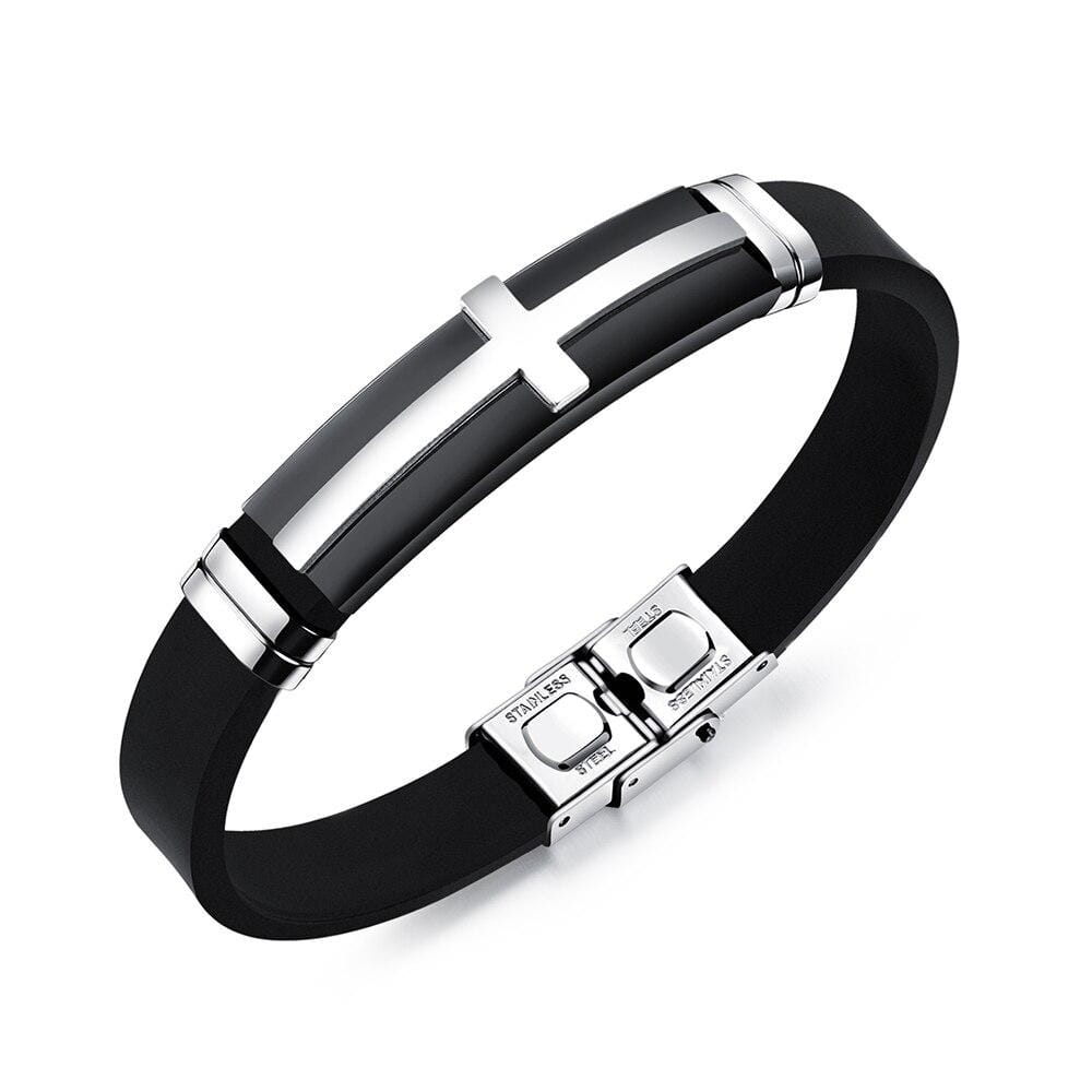 Bracelet Croix Homme Silicone Noir - Mon Bracelet Homme