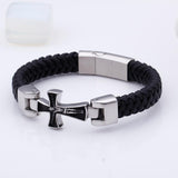 Bracelet Croix Homme Taille Unique en Cuir - Mon Bracelet Homme