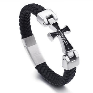 Bracelet Croix Homme Taille Unique en Cuir - Mon Bracelet Homme