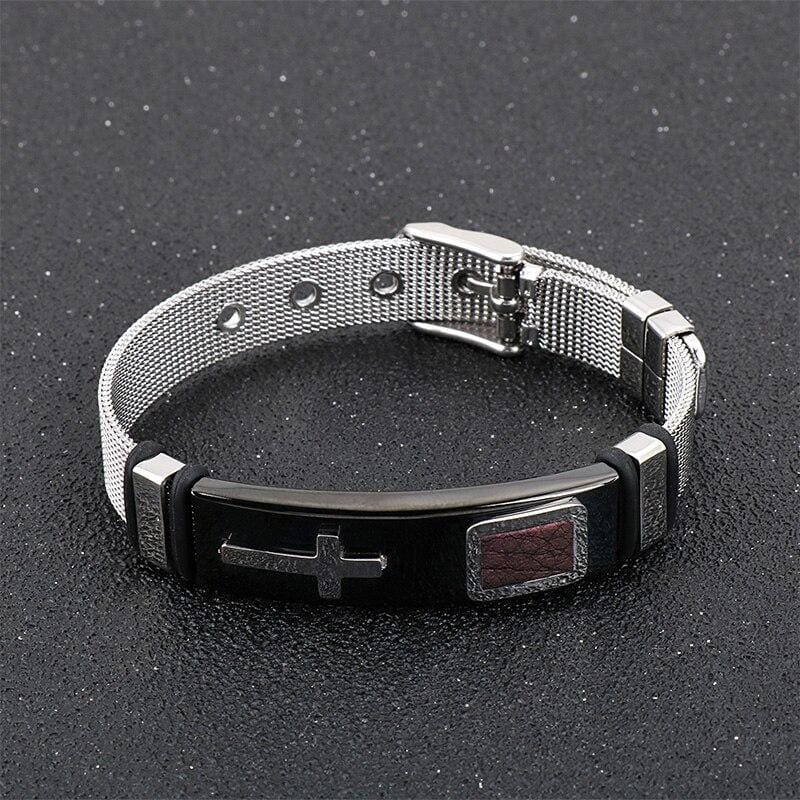 Bracelet Croix Réglable en Acier - Mon Bracelet Homme