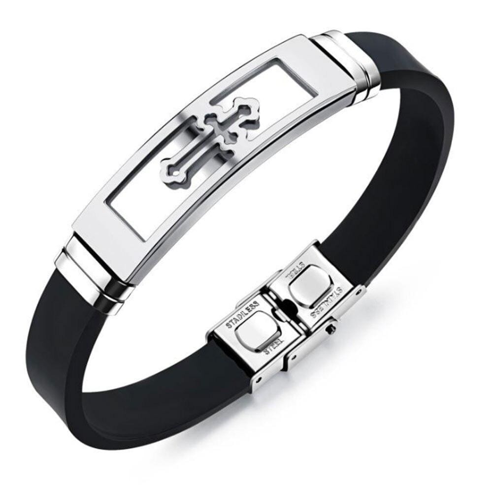 Bracelet Croix Reliefs Homme en Silicone - Mon Bracelet Homme