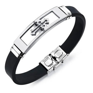 Bracelet Croix Reliefs Homme en Silicone - Mon Bracelet Homme