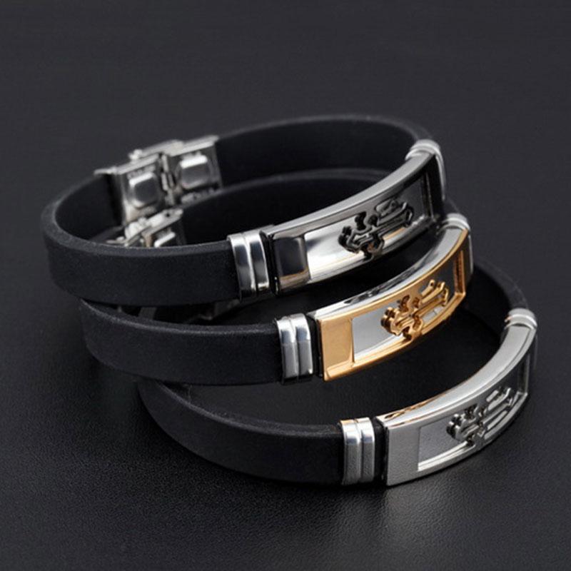 Bracelet Croix Reliefs Homme en Silicone - Mon Bracelet Homme