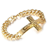 Bracelet Crucifix Croix Homme avec Mailles en Acier - Mon Bracelet Homme