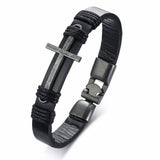Bracelet Cuir et Croix homme