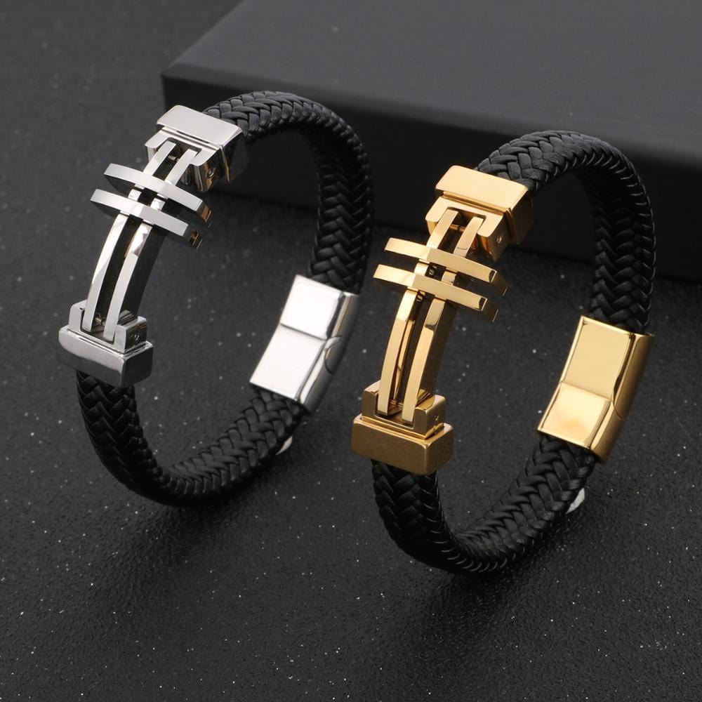 Bracelet Cuir Homme avec Croix - Mon Bracelet Homme