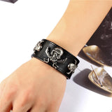 Bracelet Cuir Noir Tete de Mort - Mon Bracelet Homme
