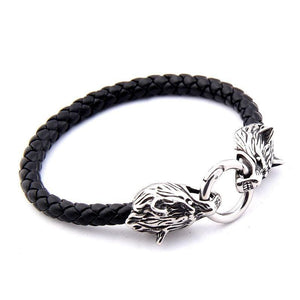 Bracelet Cuir Viking Loup
