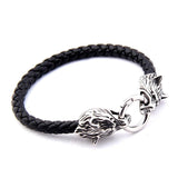 Bracelet Viking Loup en Cuir-Mon Bracelet Homme