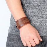 Bracelet de Force Ajustable Marron Clair en Cuir - Mon Bracelet Homme