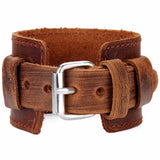 Bracelet de Force Ajustable Marron Clair en Cuir - Mon Bracelet Homme