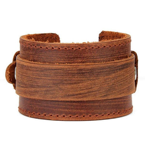 Bracelet de Force Ajustable Marron Clair en Cuir - Mon Bracelet Homme