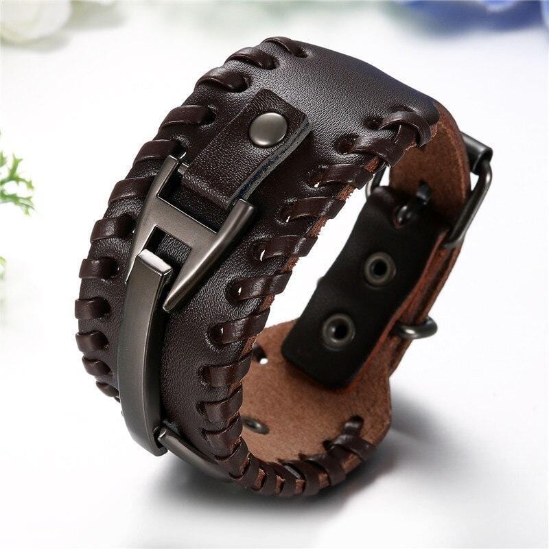 Bracelet de Force Ajustable par Sangle en Cuir - Mon Bracelet Homme