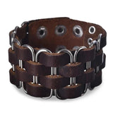 Bracelet de Force Armature en Acier en Cuir - Mon Bracelet Homme