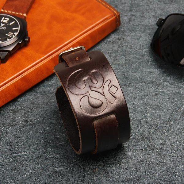 Bracelet de force pour montre cuir artisanal marron et brun