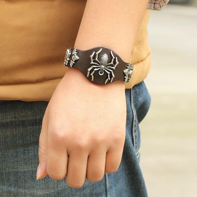 Bracelet de Force avec Araignée en Cuir - Mon Bracelet Homme