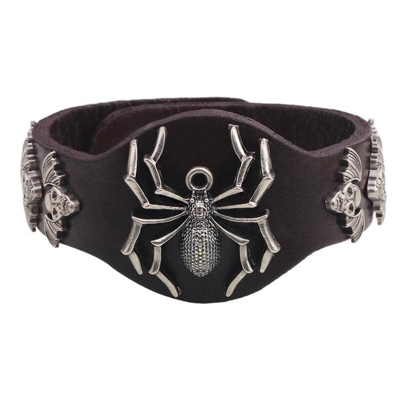 Bracelet de Force avec Araignée en Cuir - Mon Bracelet Homme