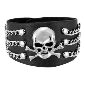 Bracelet de Force avec Crâne en Cuir - Mon Bracelet Homme