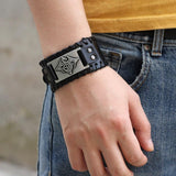 Bracelet de Force avec Dragon en Cuir - Mon Bracelet Homme