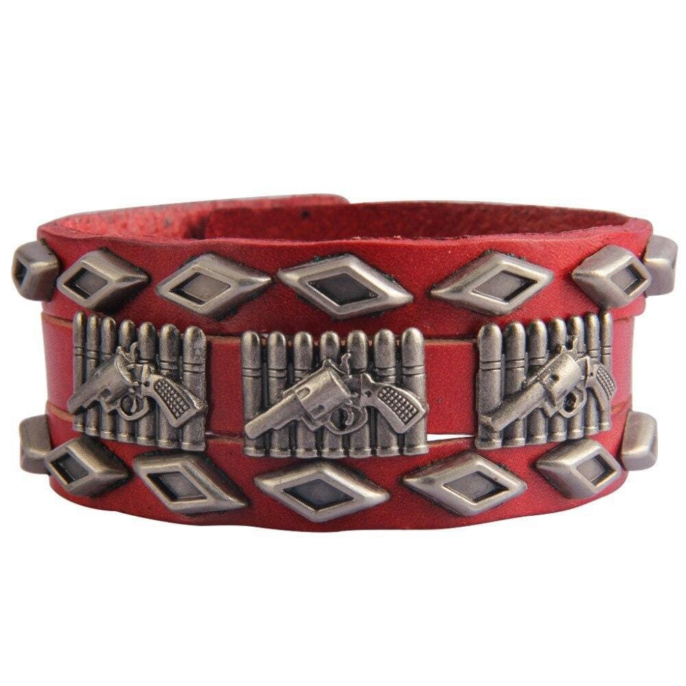 Bracelet de Force avec Pistolet en Cuir - Mon Bracelet Homme