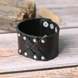 Bracelet de Force avec Rivets en Cuir - Mon Bracelet Homme
