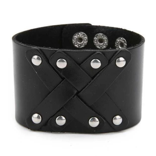 Bracelet de Force avec Rivets en Cuir - Mon Bracelet Homme